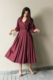 maroon wrap dress